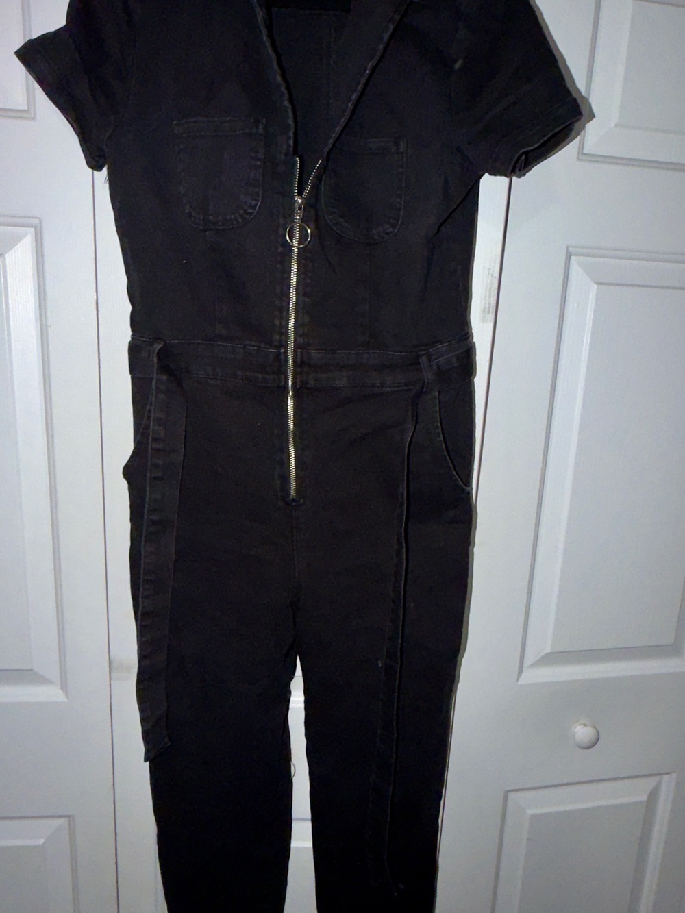 Haute Monde Black Skinny Zip-Front women’s Jumpsuit